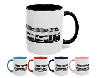 Taza personalizada de BMW M Motorsport, regalo para papá, amantes de los autos, autos alemanes, pasión, carreras, derrape, taza de café (11, 15 oz)