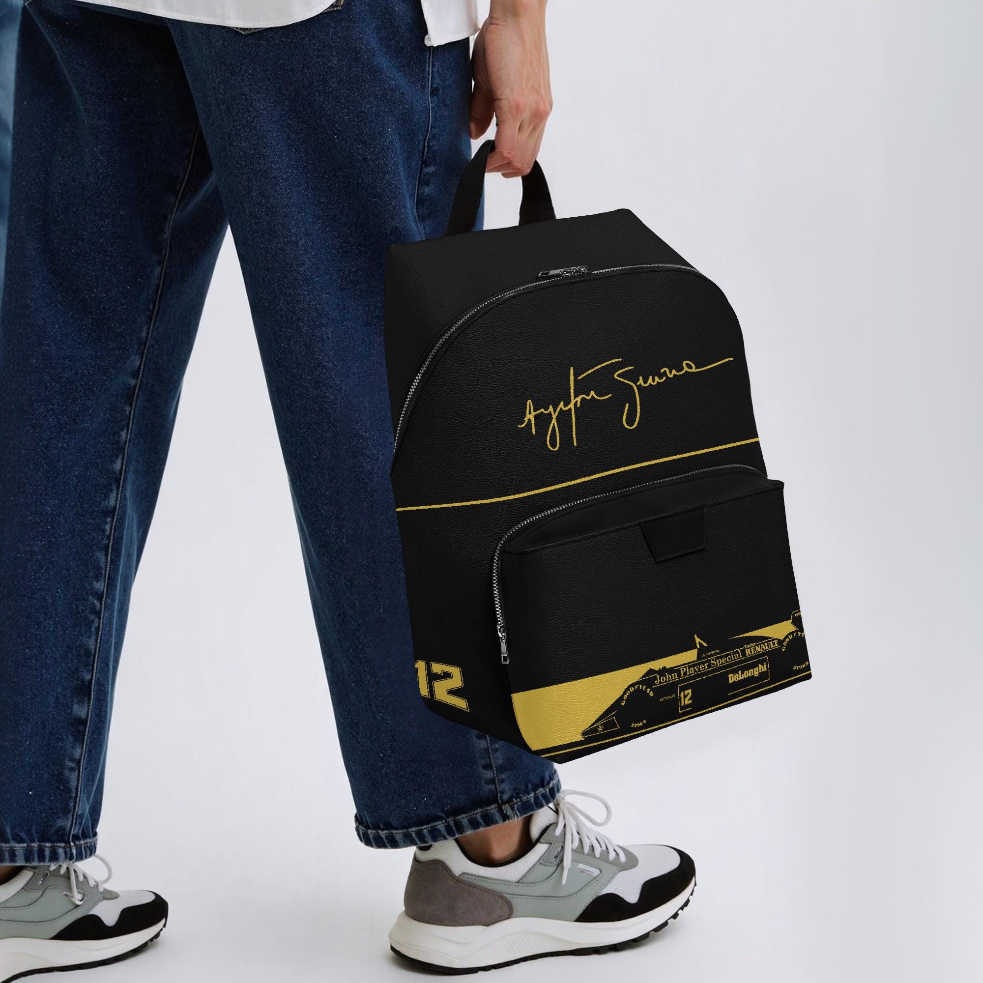 Senna John Player Special JPS Zipper-up Leather Backpack Formula 1