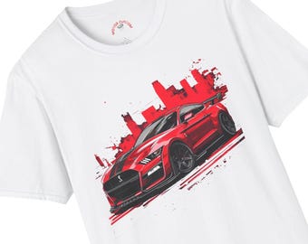 Camiseta roja Ford Mustang GT Shelby, camiseta de carreras, muscle car americano, regalo para papá, camiseta de coche turbo de derrape