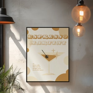 Espresso Martini Wall Art, Retro Poster Print, Vintage Art Print, Cocktail Poster