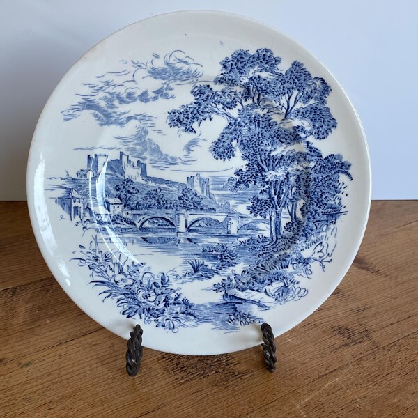 Vintage Wedgewood Countryside Transferware Dinner Plate | Blue and White Transferware | Cottagecore Plate Decor