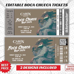 Carin Leon Boca Chueca Tour Konzertkarte, Überraschungsgeschenk-Karte, Sofort-Download, Canva Vorlage, druckbare Karte