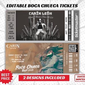 Carin Leon Boca Chueca Tour Konzertkarte, Überraschungsgeschenk-Karte, Sofort-Download, Canva Vorlage, druckbare Karte