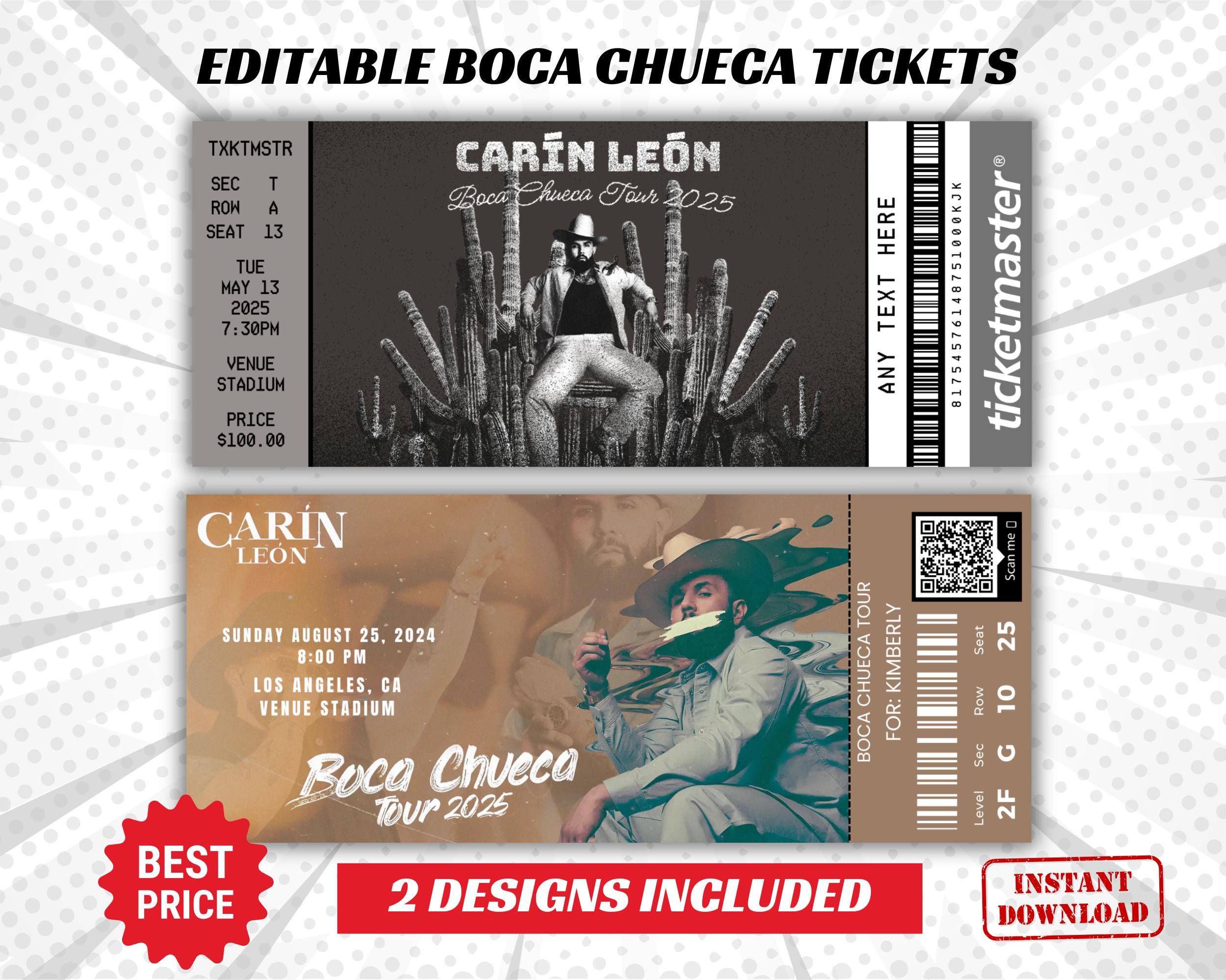 Personalized Carin Leon Boca Chueca Tour Concert Ticket, Surprise