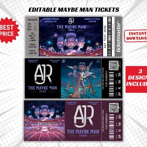 Bearbeitbares AJR Konzertticket, AJR Vielleicht das Mannticket, Erinnerungsstücke Überraschungsgeschenk, AJR benutzerdefiniertes Ticket, Konzertkarte, digitaler Download
