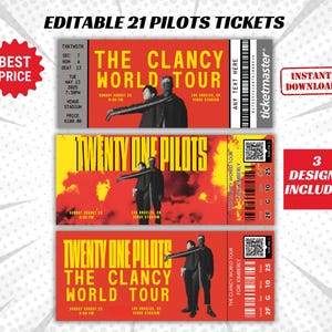 21 Piloten bearbeitbares Konzertticket, einundzwanzig Piloten Clancy Tour 2024, Erinnerungsstücke Überraschungsgeschenk, 21 Piloten bearbeiten Ticket, digitaler Download