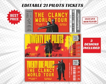 21 Pilots Editable Concert Ticket, Twenty One Pilots Clancy Tour 2024, Memorabilia Surprise Gift, 21 Pilot Edit Ticket, Digital Download