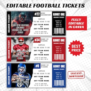 Bearbeitbares Überraschungs-Fußballspielticket, druckbares Sportüberraschungsticket, Fußballticket, druckbares Fußballticket, benutzerdefiniertes Ticket