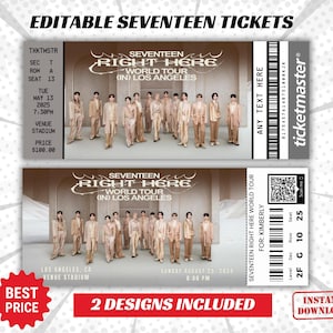 Personalisierte Seventeen Right Here World Tour Konzertkarte, Souvenir Karte, Andenken Karte, Benutzerdefinierte Karte, digitaler Download