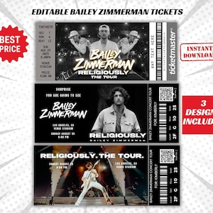 Bailey Zimmerman bearbeitbares Ticket, Bailey Konzertkarte, Konzertkarte, Überraschungsgeschenk, New To Country Edit Ticket Theater, digitaler Download