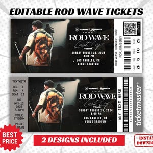 Personalisierte Rod Wave Tour Konzertkarte, Konzertkarte, Überraschungsgeschenk, Sofort-Download, Canva Vorlage, druckbare Karte