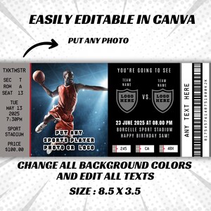 Editable Surprise Basketball Game Ticket, Printable Sport Surprise ...