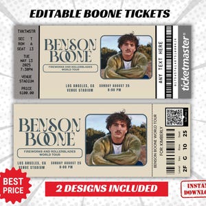 Bearbeitbares Konzertticket, Feuerwerk und Rollerblades Tour 2024, Memorabilia Überraschungsgeschenk, Benson Edit Ticket, digitaler Download