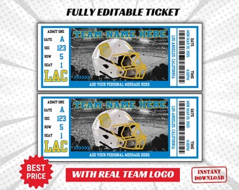 Bearbeitbar LOSAngels Colors Basketball Game Gift Reveal Ticket. Bearbeitbarer Sofortiger Download, Fußballticket, Fußballspielkarten