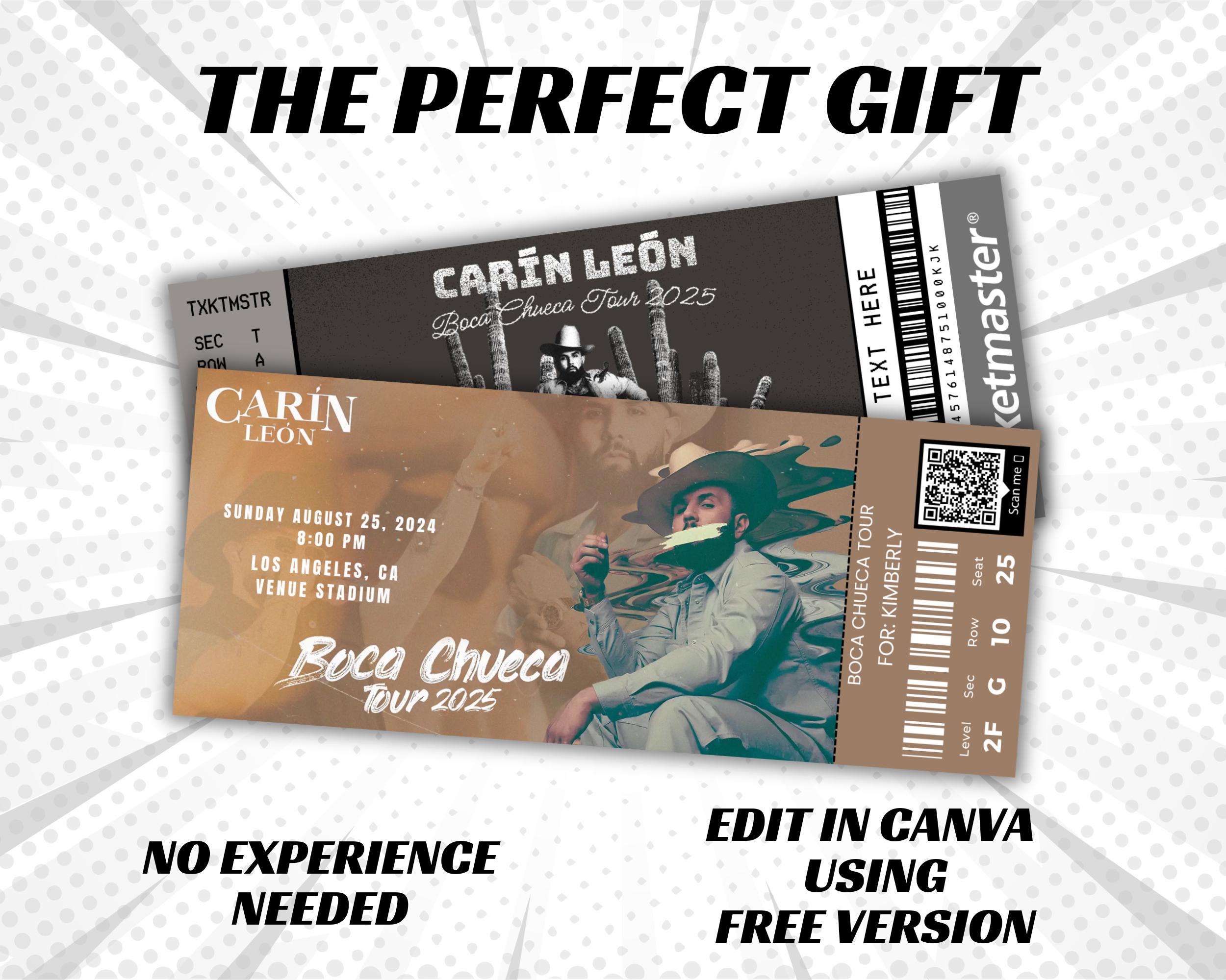 アート・デザイン・音楽 Carouschka's TICKETS Personalized Carin Leon Boca Chueca Tour Concert Ticket, Surprise