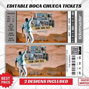 Bearbeitbares Luke Bryan Konzertticket, Farm Tour Ticket Andenken, benutzerdefiniertes Ticket, bearbeitbares Überraschungsticket, digitaler Download