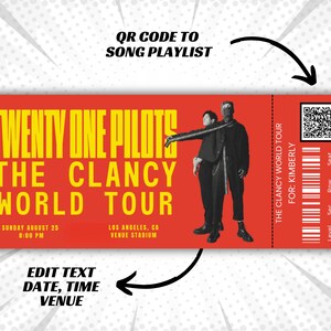 21 Pilots Editable Concert Ticket, Twenty One Pilots Clancy Tour 2024 ...