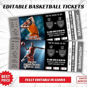 Bearbeitbares Überraschungsbasketballspielticket, druckbares Sportüberraschungsticket, Basketballticket, druckbares Basketballticket, benutzerdefiniertes Ticket