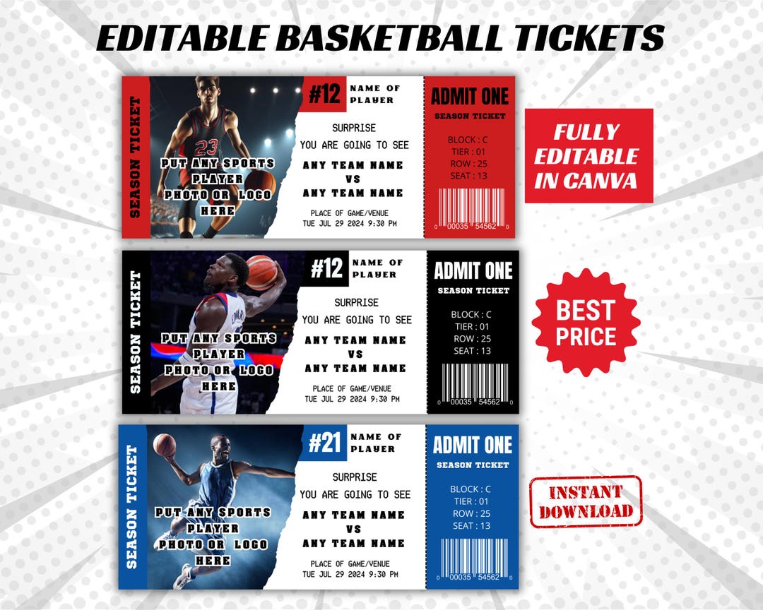 Editable Surprise Basketball Game Ticket, Printable Sport Surprise ...
