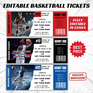 Bearbeitbares Überraschungsbasketballspielticket, druckbares Sportüberraschungsticket, Basketballticket, druckbares Basketballticket, benutzerdefiniertes Ticket