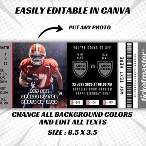 Editable Surprise Football Game Ticket, Printable Sport Surprise Ticket ...