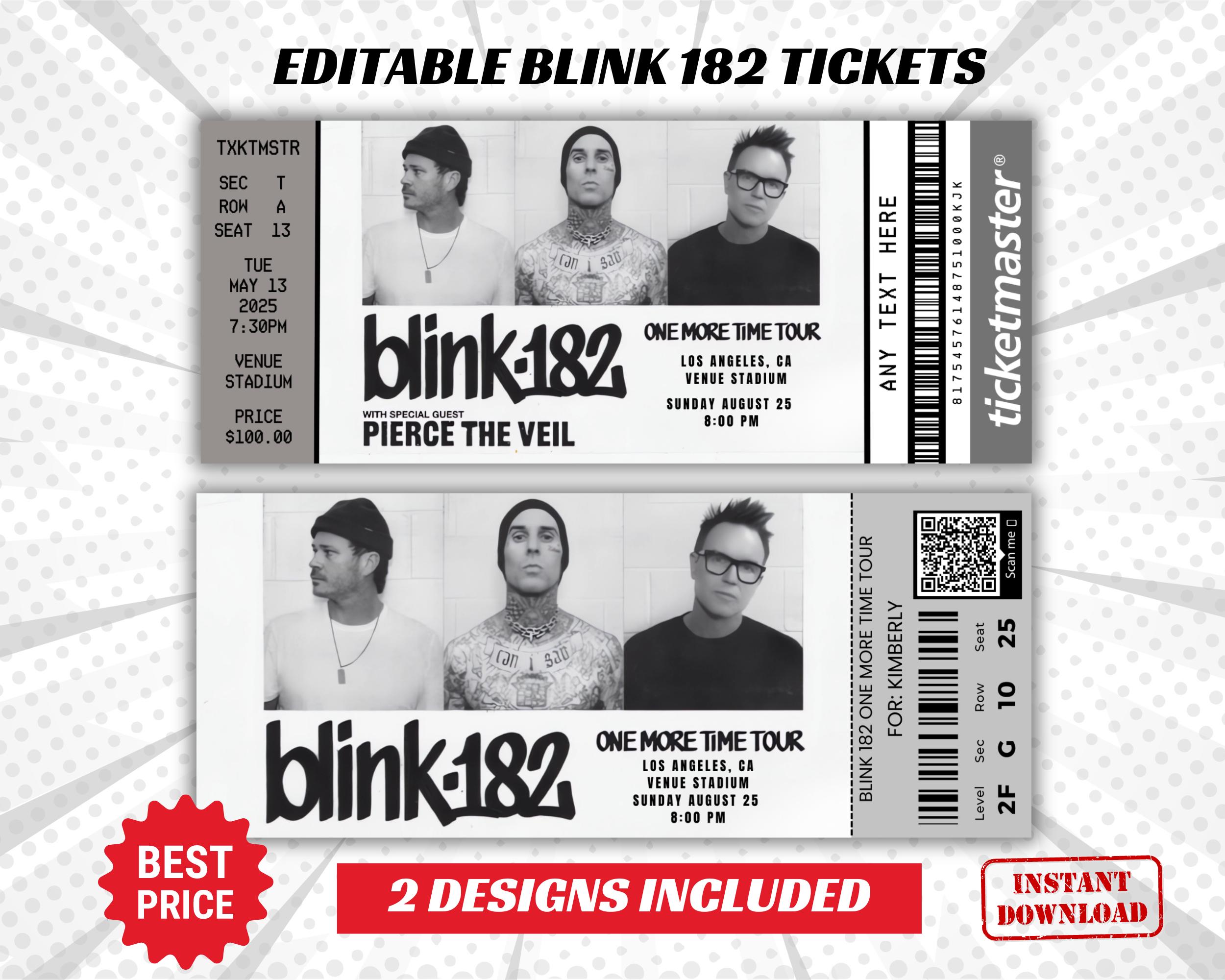 Blink 182 One More Time Tour Ticket Stub Keepsake, Surprise Gift
