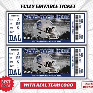 Bearbeitbar DALLAS Farben Basketball Spiel Geschenk enthüllen Ticket. Bearbeitbarer Sofortiger Download, Fußballticket, Fußballspielkarten