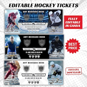 Bearbeitbares Überraschungshockeyspielticket, druckbares Sportüberraschungsticket, Hockeyticket, druckbares Hockeyticket, benutzerdefiniertes Sportticket