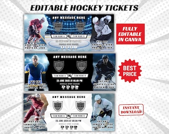 Entrada sorpresa editable para partido de hockey, entrada sorpresa deportiva imprimible, entrada de hockey, entrada de hockey imprimible, entrada deportiva personalizada