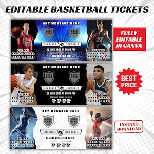 Editable Surprise Basketball Game Ticket, Printable Sport Surprise Ticket, Basketball Ticket, Printable Basketball Ticket, Custom Ticket