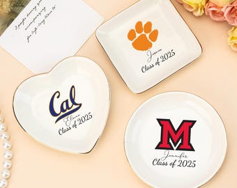 College Graduation Gifts for Her,Custom University Logo Trinket Ring Dish,Grad Party Gifts,Daughters Grad Gift,Graduation Gift,Gift For Her