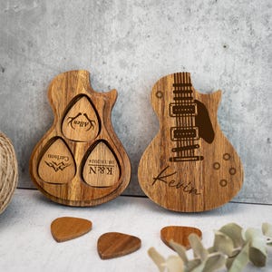 Custom Guitar Pick Kit,Personalized Wooden Guitar Picks with Case,Holder Box for Picks,Musicians Player,Father&#39;s Day Birthday Gift Idea