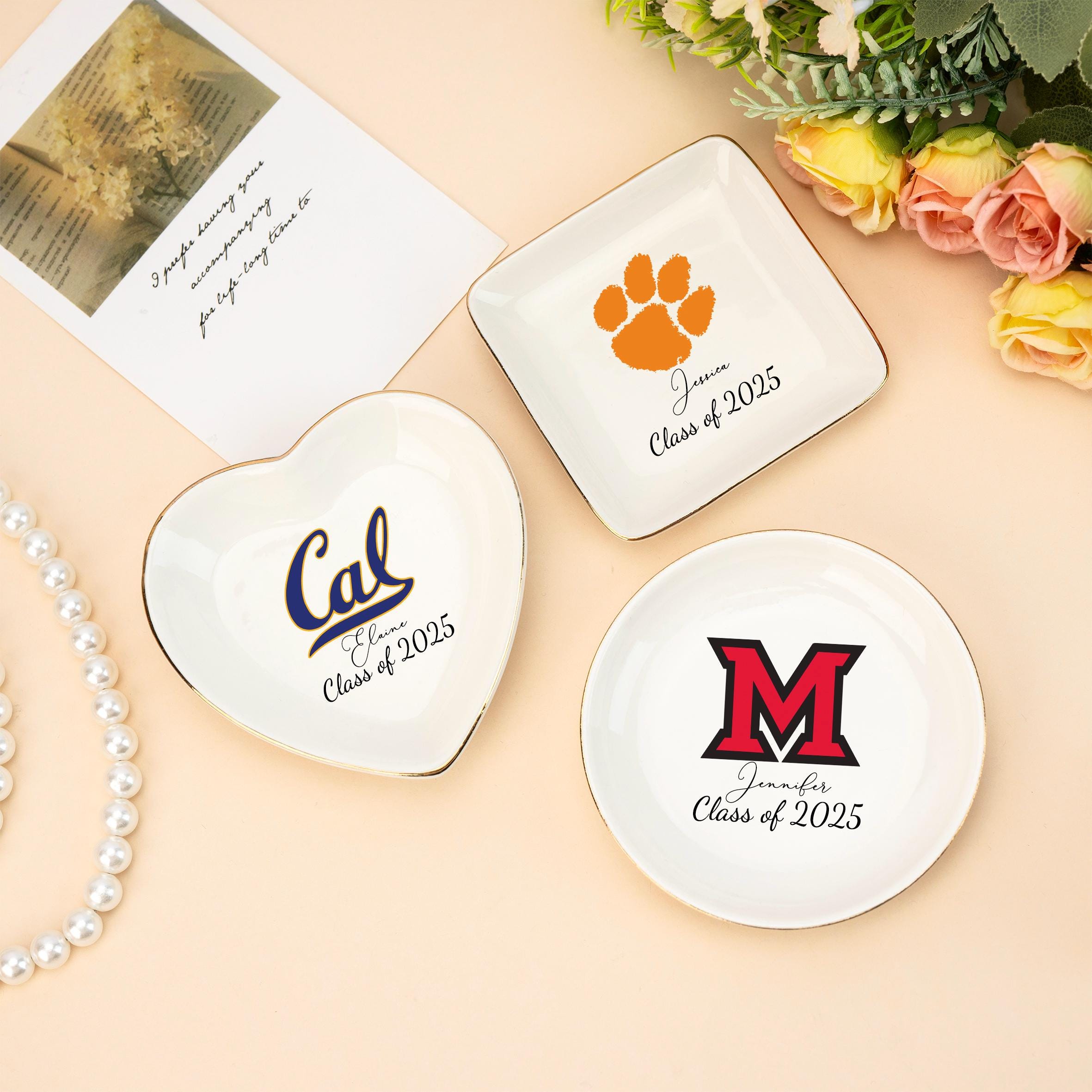 College Graduation Gifts for Her,Custom University Logo Trinket Ring Dish,Grad Party Gifts,Daughters Grad Gift,Graduation Gift,Gift For Her