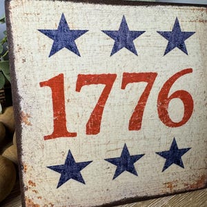 Rustic 1776 Americana Sign |farmhouse | Shelf Sitter - Etsy