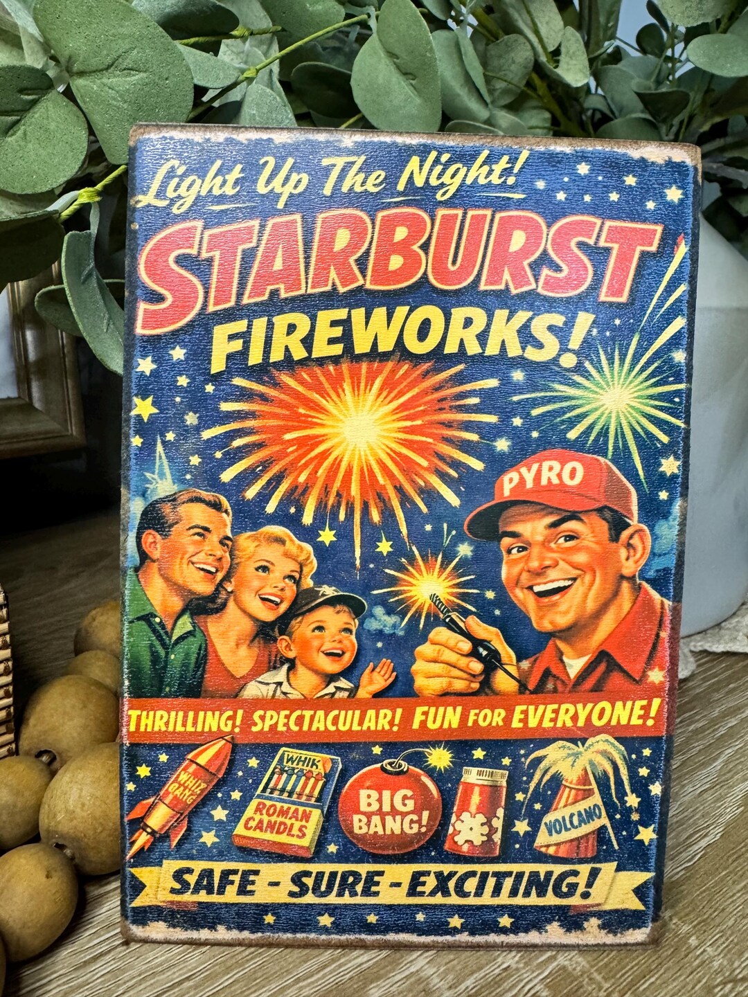 Retrosource Firework Vintage Inspired Retro Starburst Fireworks Sign - Etsy