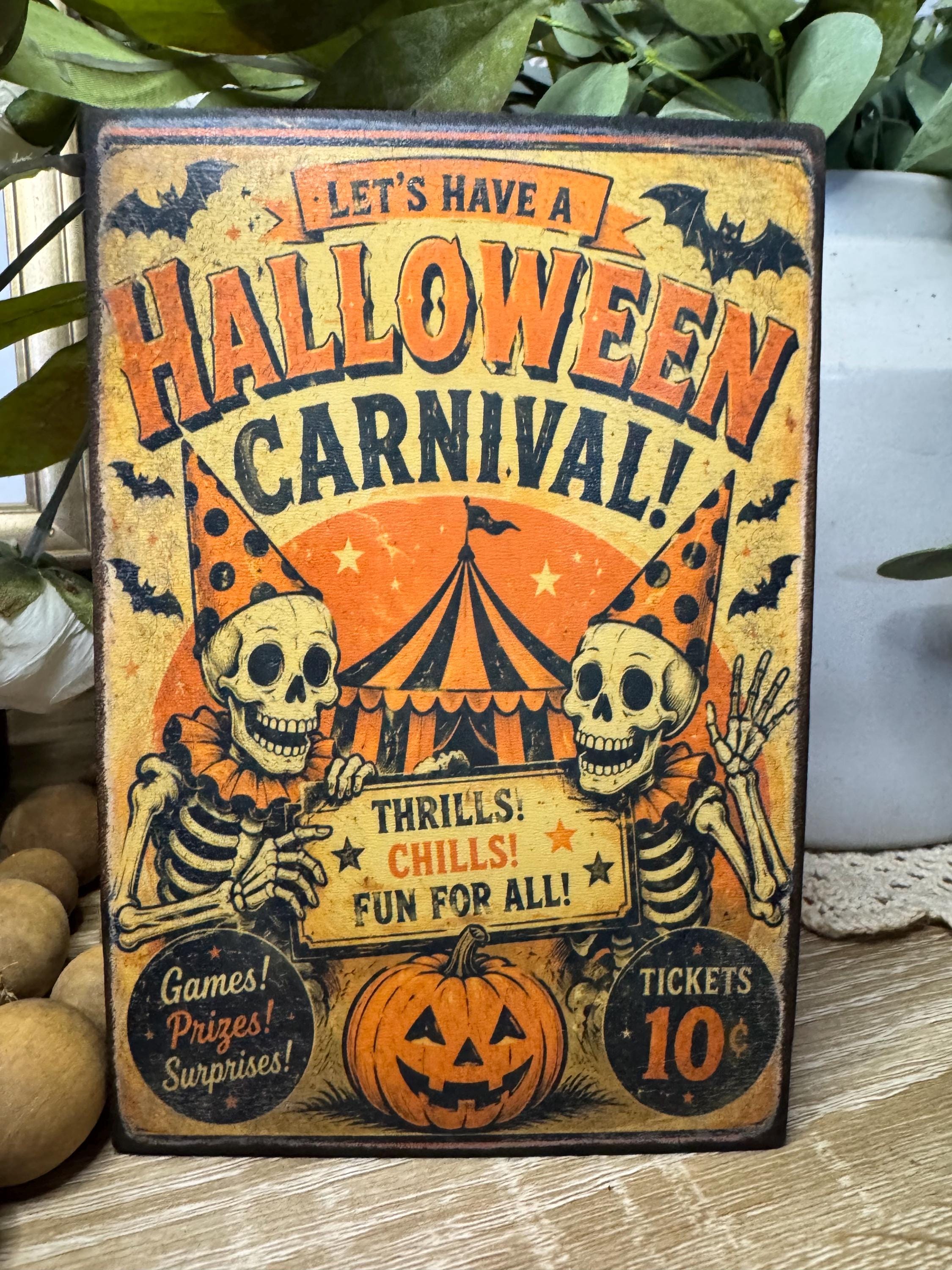 Vintage Inspired Retro Skeleton Halloween Carnival Sign - Etsy