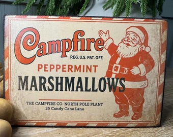 Antique Distressed ANGELUS Marshmallows Tin Cracker Jack Company