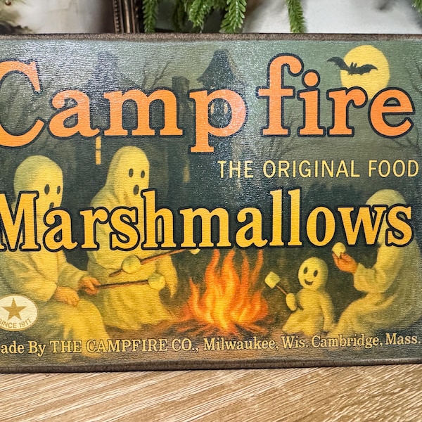Halloween Campfire Marshmallows Sign - Vintage Inspired Farmhouse Decor