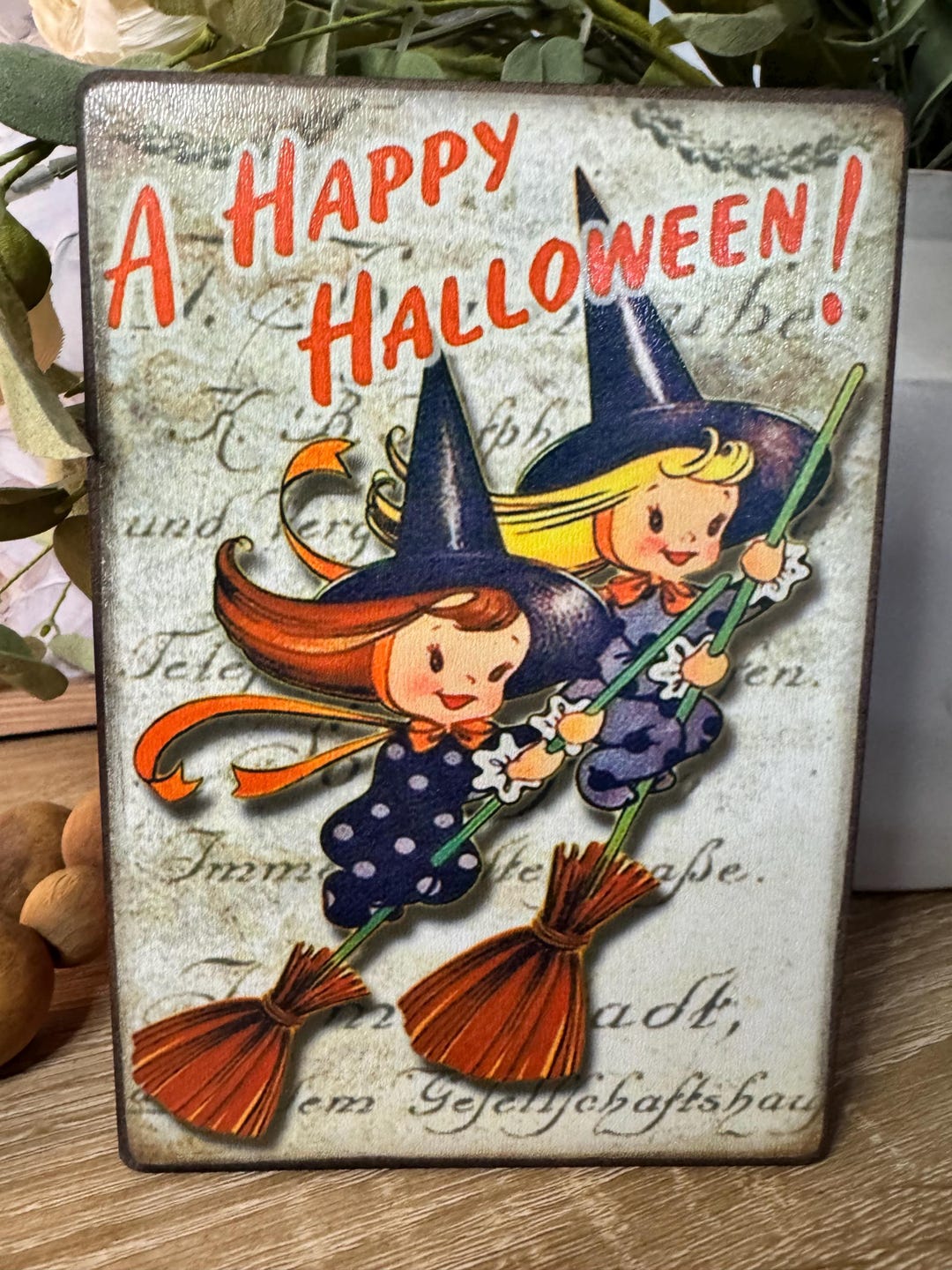 Vintage Inspired A HAPPY HALLOWEEN Witch Sign Farmhouse Halloween ...