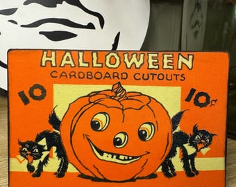 Vintage Inspired Halloween Sign Farmhouse Halloween Pumpkin Retro Witch Spooky Rustic Bats Crow