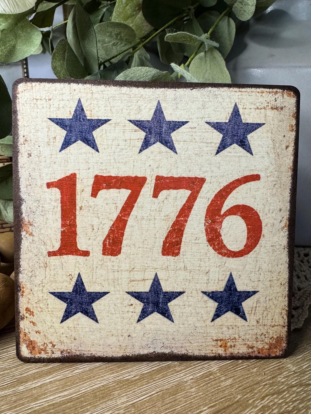 Rustic 1776 Americana Sign |farmhouse | Shelf Sitter - Etsy