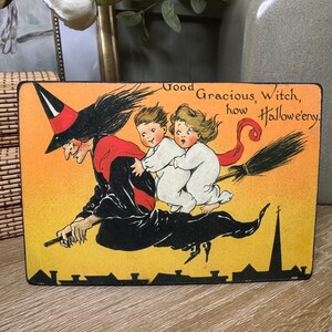 Vintage Inspired Halloween Sign Farmhouse Halloween Pumpkin Retro Witch Spooky Rustic Bats Crow