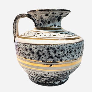 Vintage Italian Lava Glazed Pitcher Vase - Mid Century Modern Decor Made in Italy - MCM Ceramics
