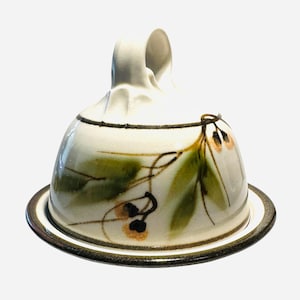 Beautiful Signed Studio Pottery -  Butter Dish or Cheese Dome - Hand Painted Cheese Dish - Vintage Ceramics from Australia - Ian Cook