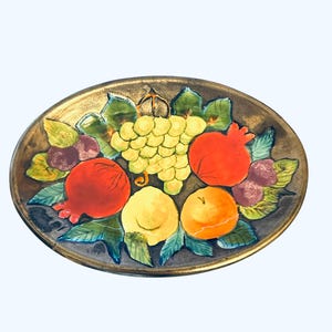 Gorgeous Magal Ein-Hod Dish - Made in Israel - Fruit Motif - Handpainted Israeli Art
