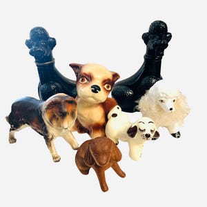 Vintage Dog Figurines - Pick a Dog! - Dog Lover Gift - Dog Statues - Collie - Poodles - Dog Planter - Hand Carved