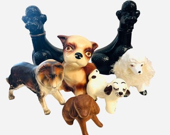 Vintage Dog Figurines - Pick a Dog! - Dog Lover Gift - Dog Statues - Collie - Poodles - Dog Planter - Hand Carved