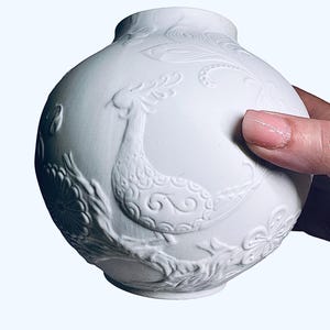 Vintage Kaiser Vase White Bisque Peacock and Floral Motif - Made in Germany Vintage Floral Vase - Porcelain Bisque Vase - Peacock Lover Gift