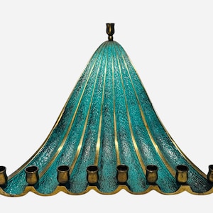 Beautiful Mid Century Brass Peacock Waterfall Menorah - Unique Menorah - Made in Israel - MCM Decor