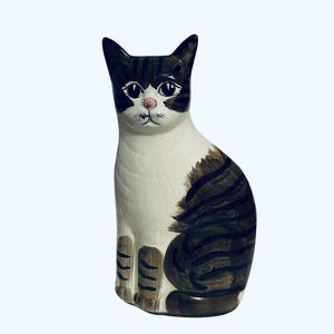Darling Vintage Mr. Man Ceramic Striped Tabby Cat - Hand Painted Cat Statue - 1985 Cat Figurine - Vintage Cat Statue - Cat Lover Bookend